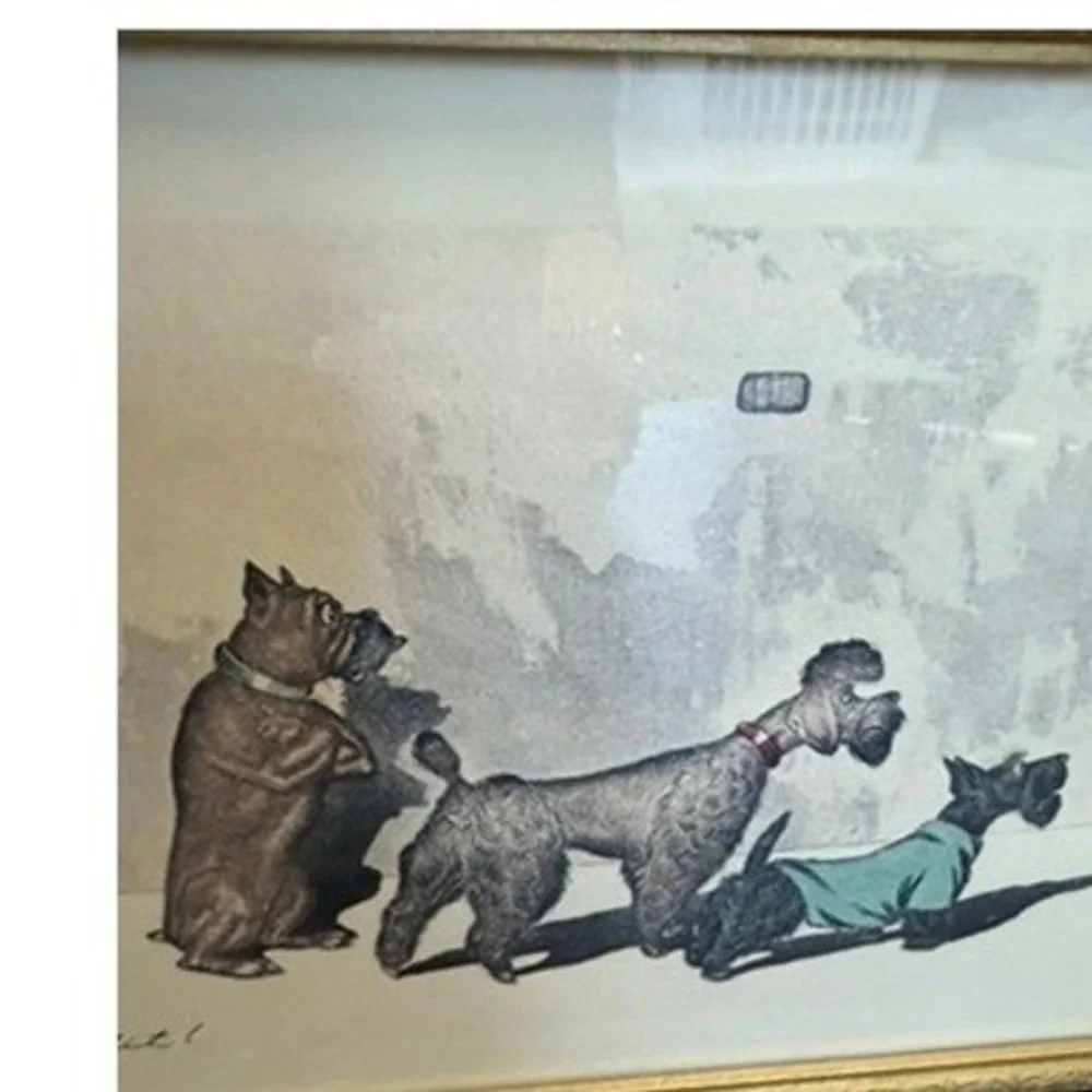 Boris O'Klein Sens Interdit Dirty Dogs of Paris  Framed Lithograph Print RARE! - Picture 4 of 12